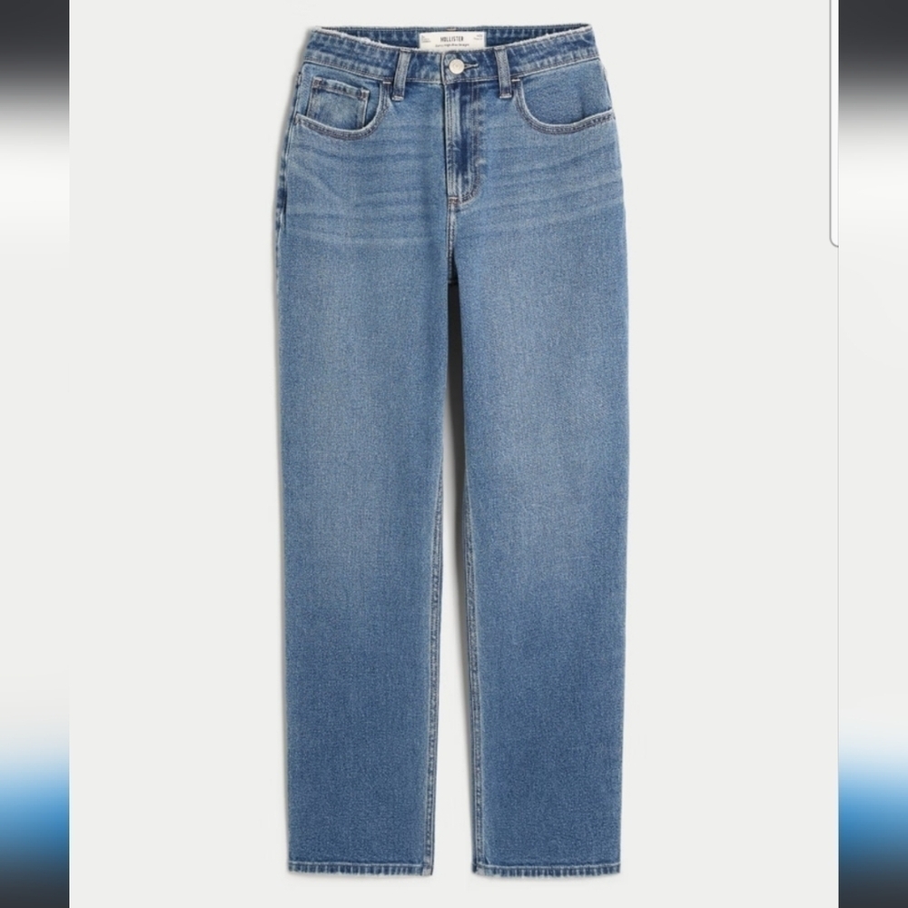 Hollister Curvy High-Rise Medium Wash Straight Jeans size 5